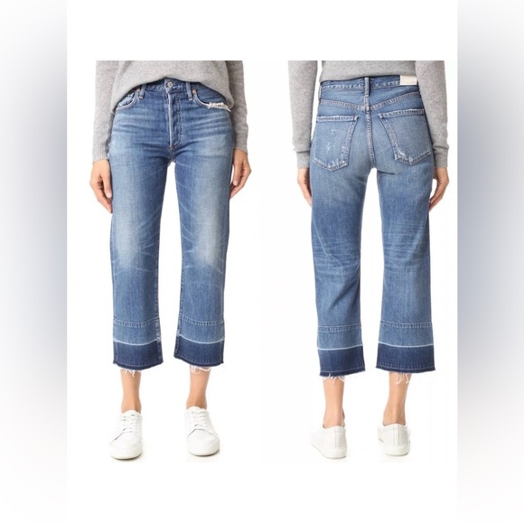Citizens of Humanity Cora Crop Relaxed Undone Hem
Premium Button Fly Jeans Sz 27 - Picture 3 of 13